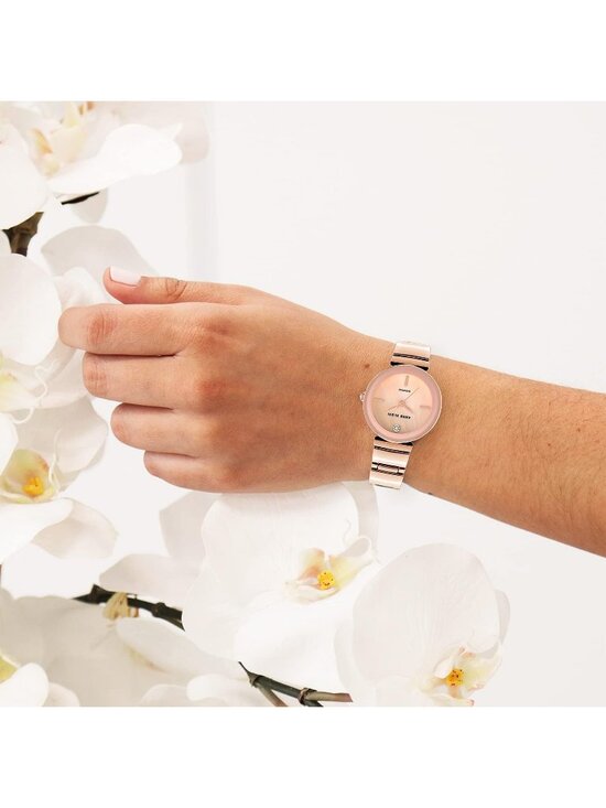Anne Klein Women\'s Rose Gold Pink Analog Genuine Diamond Dial Bracelet Watch main image 5